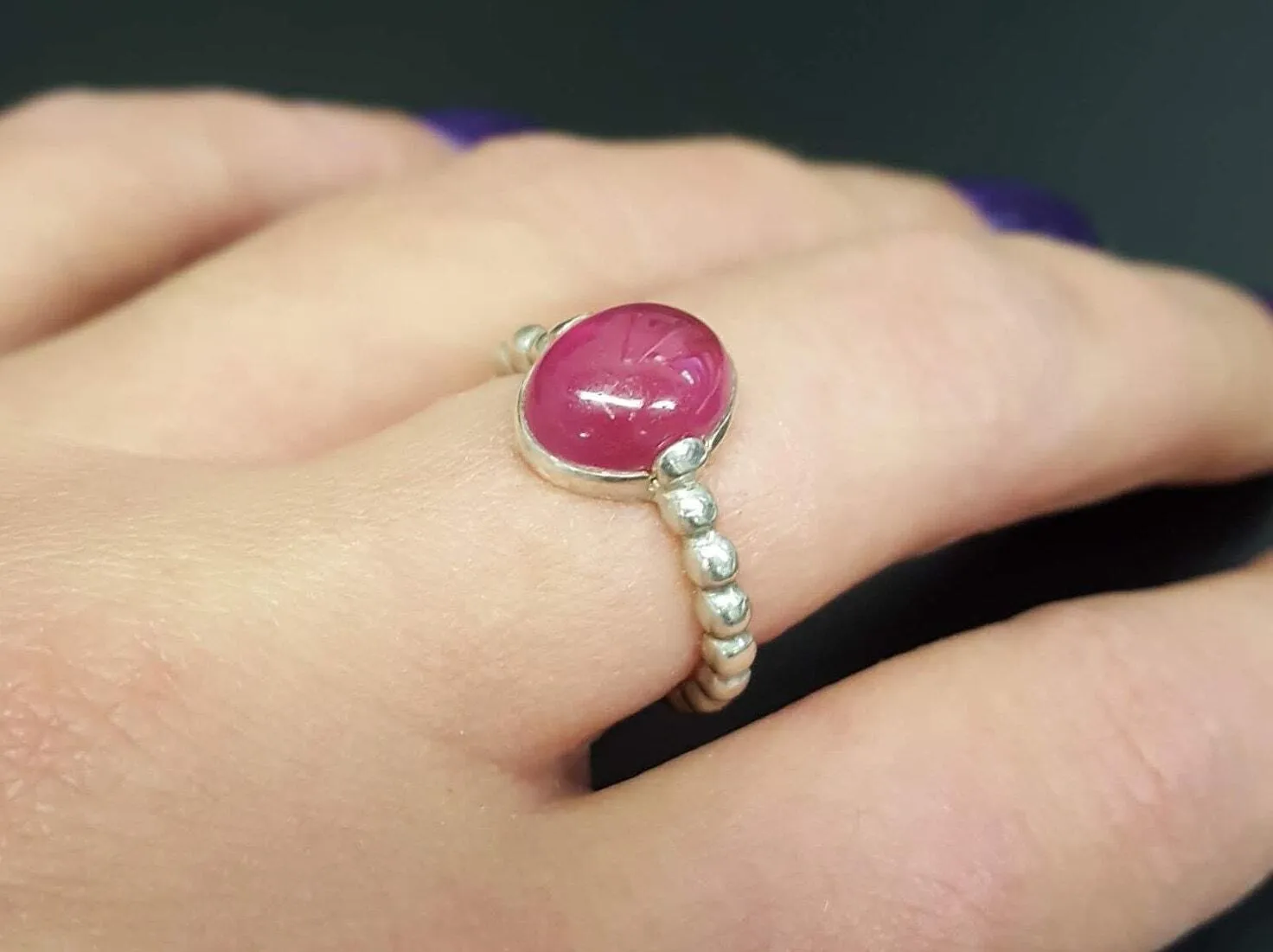 Red Ruby Ring -  Real Ruby Ring - Oval Vintage Ring