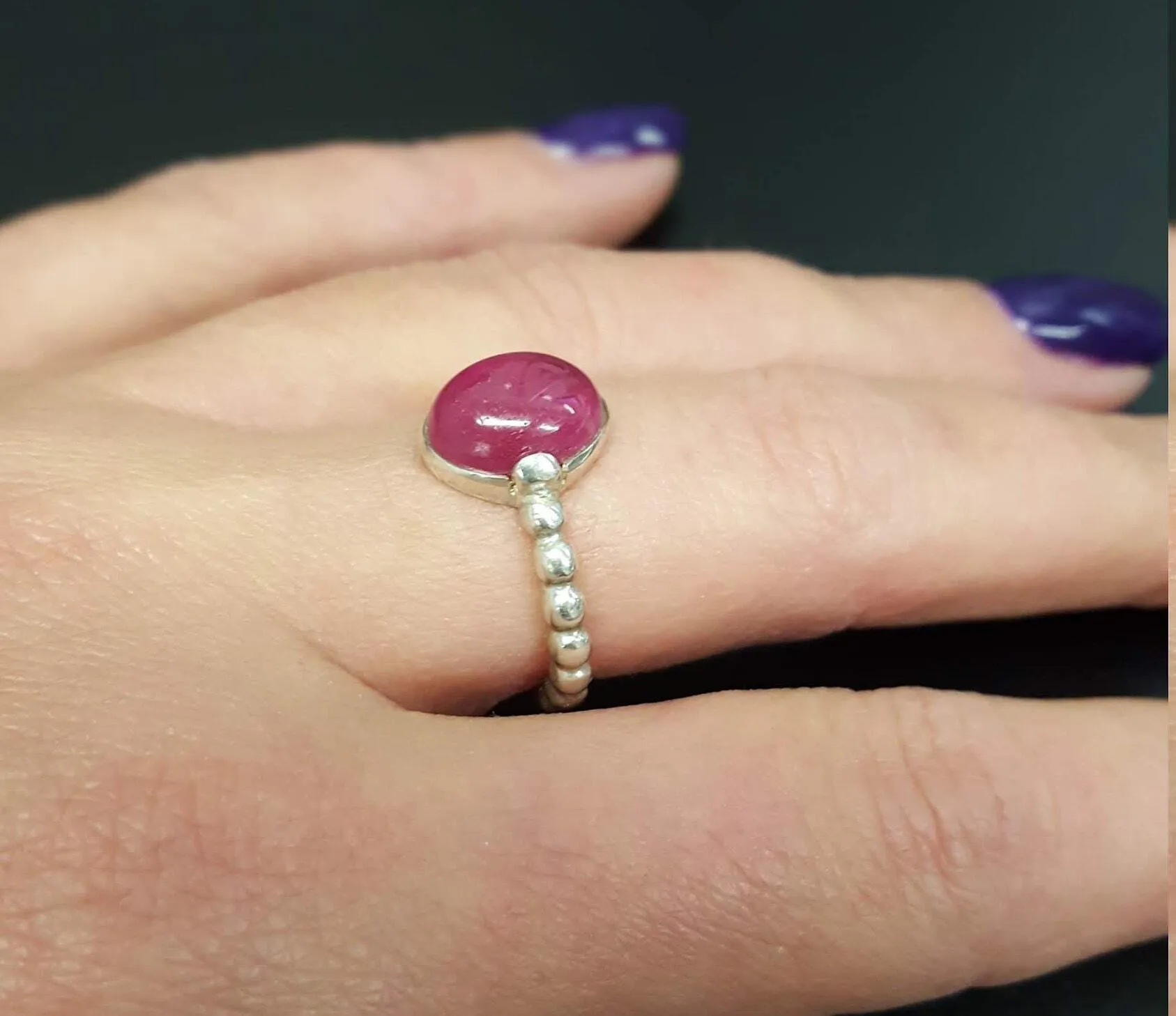 Red Ruby Ring -  Real Ruby Ring - Oval Vintage Ring