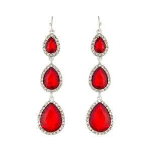 Red Teardrop Diamante Drop Earring