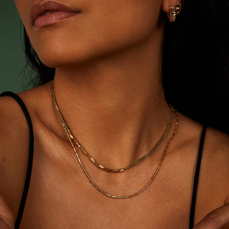Rhombus Necklace, Serpentine, Gold
