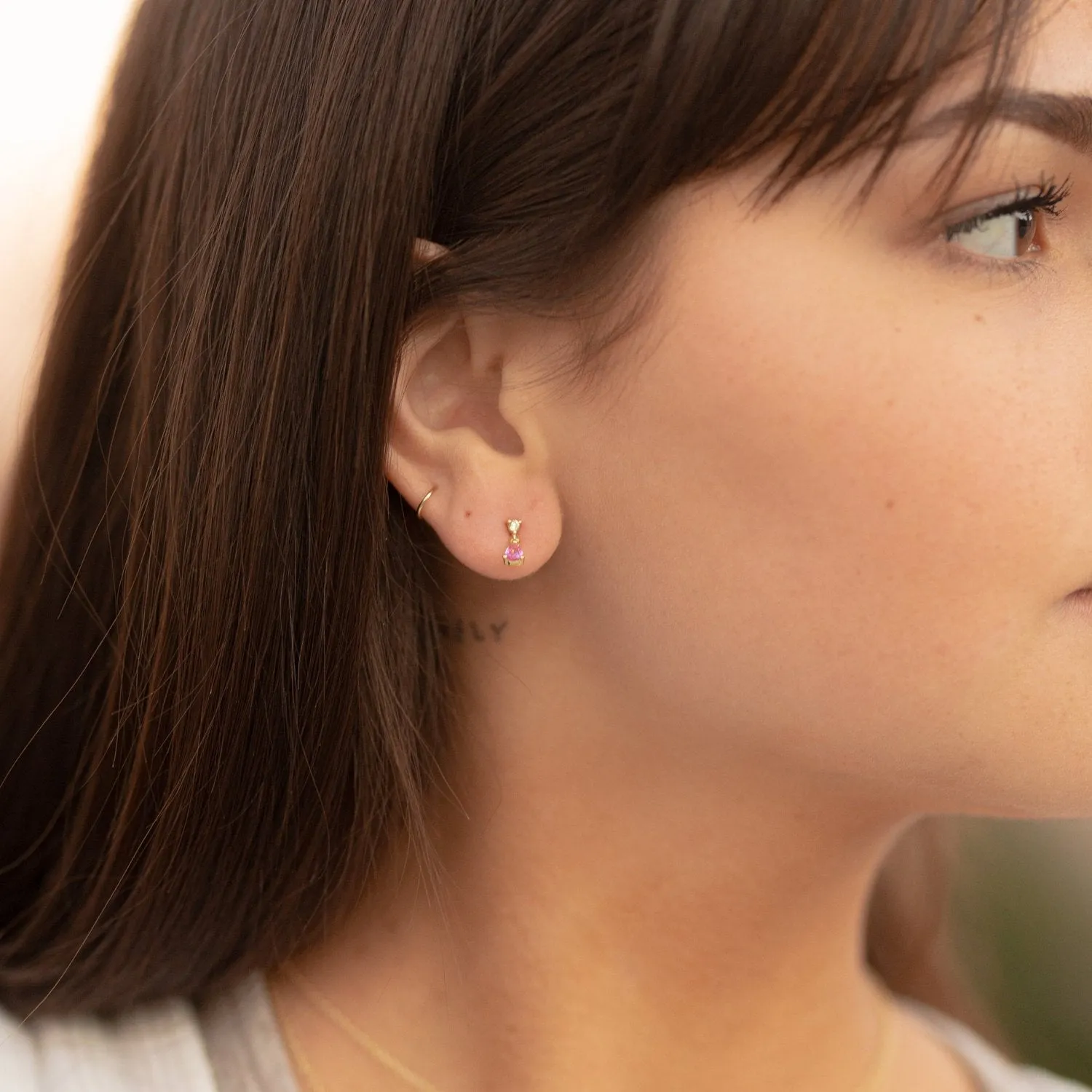 Rosa Tiny Gemstone Drop Earrings