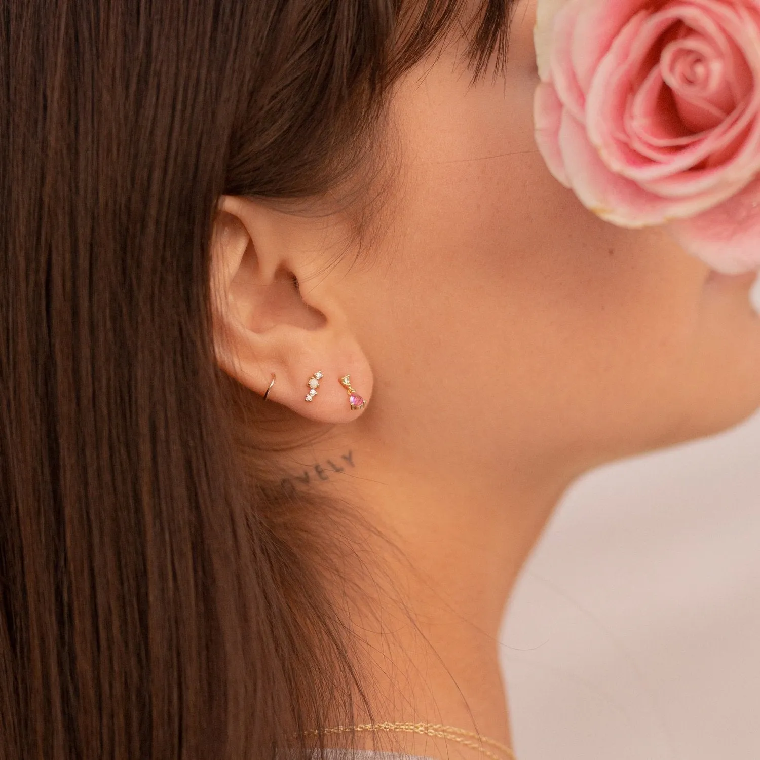 Rosa Tiny Gemstone Drop Earrings