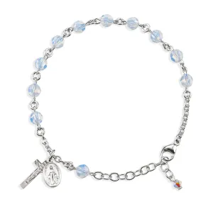 Rosary Bracelet Created with 6mm Opal Finest Austrian Crystal Round Beads by HMH - BR8550OP