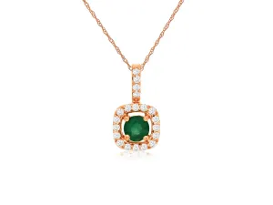 Rose Gold Emerald & Diamond Necklace