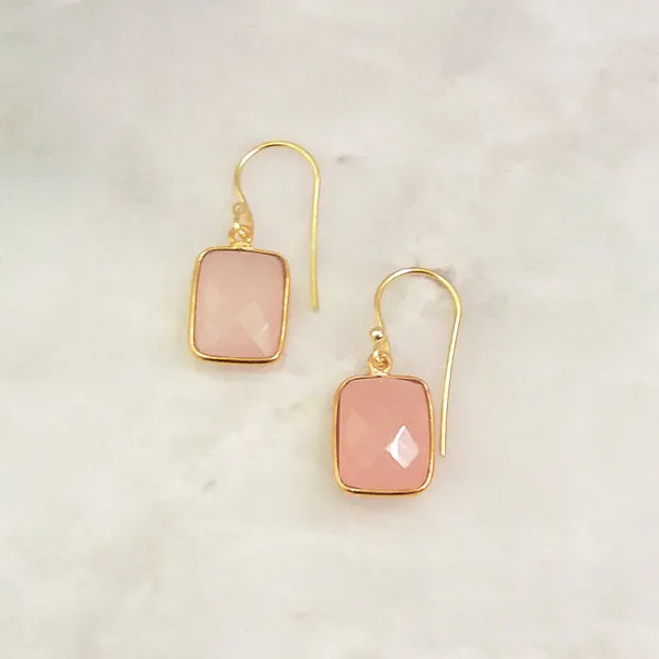 Rose Quartz Single Drop Hook Earrings