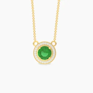 Round Emerald And Diamond Pendant Necklace
