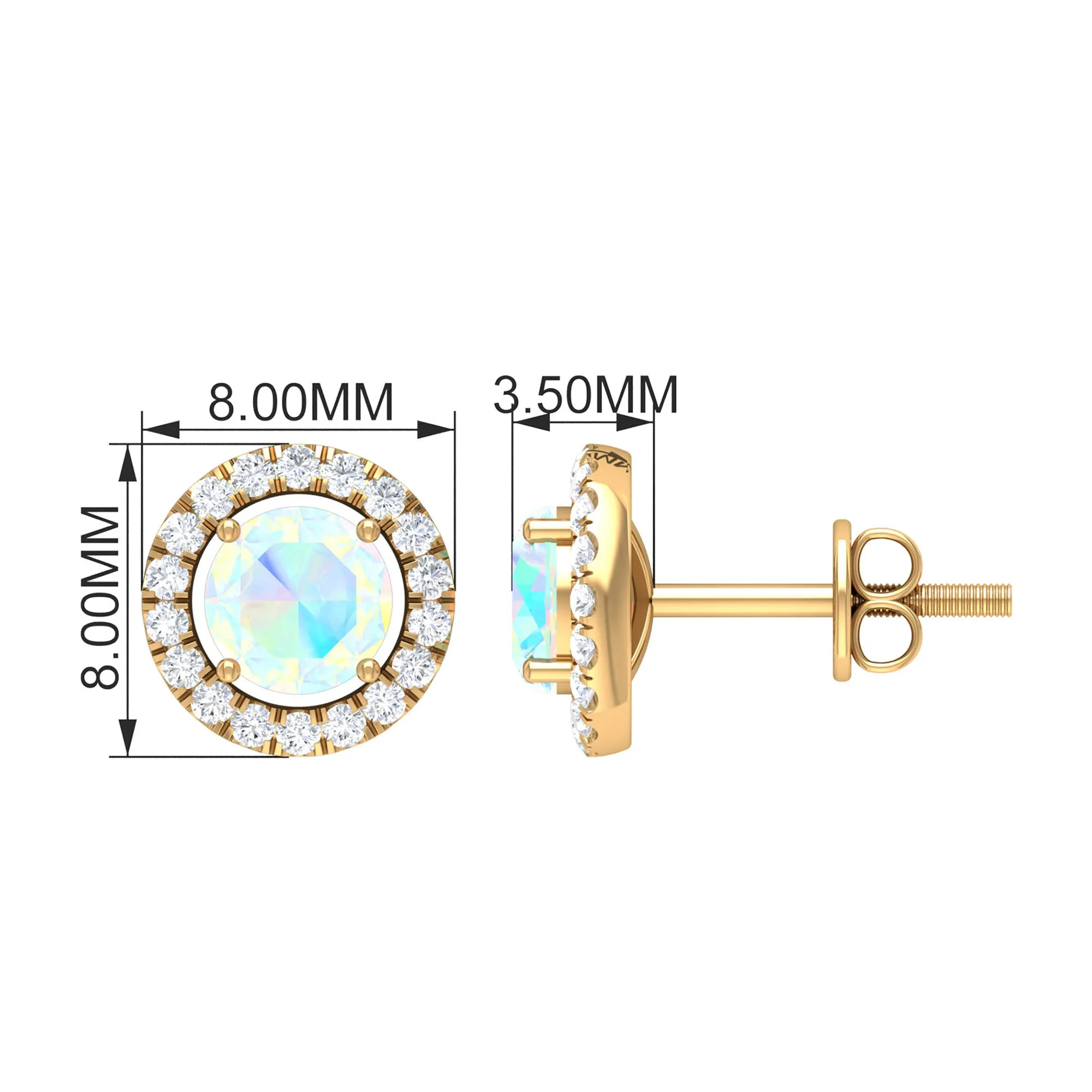 Round Ethiopian Opal and Diamond Halo Stud Earrings