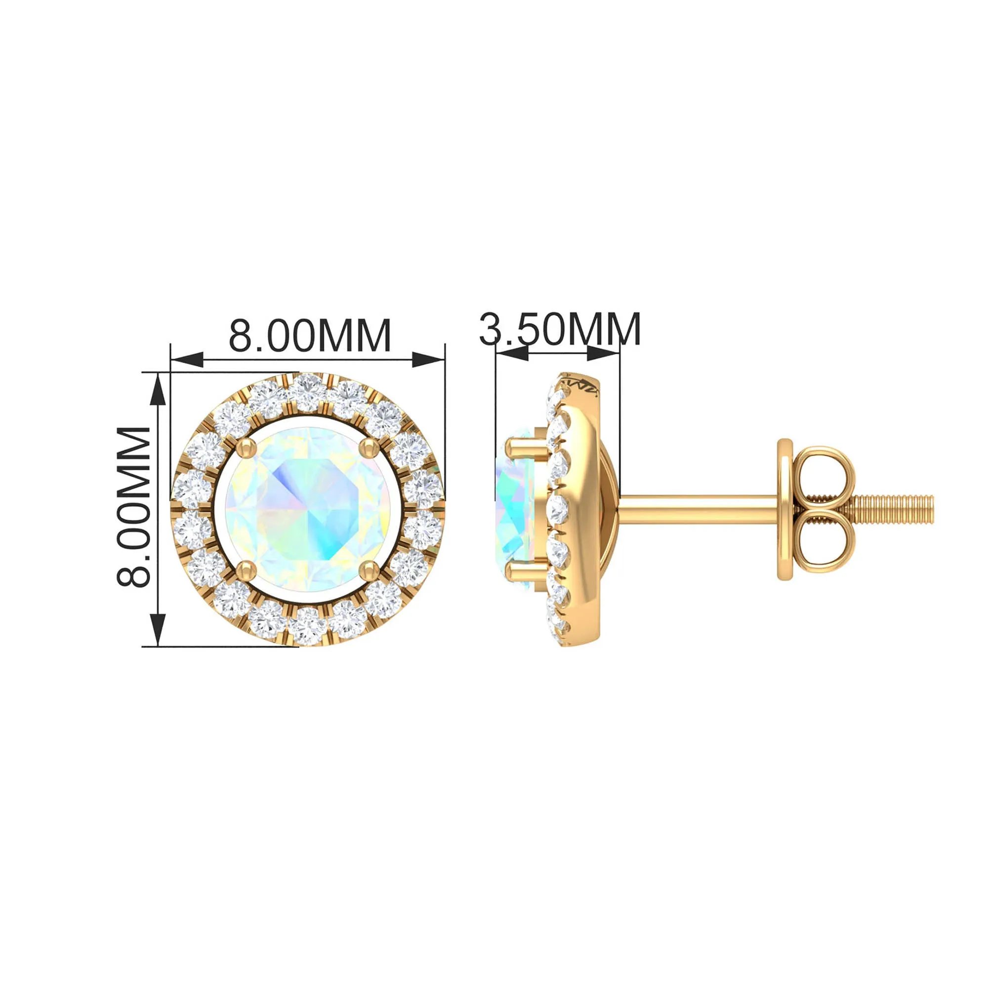Round Ethiopian Opal and Diamond Halo Stud Earrings