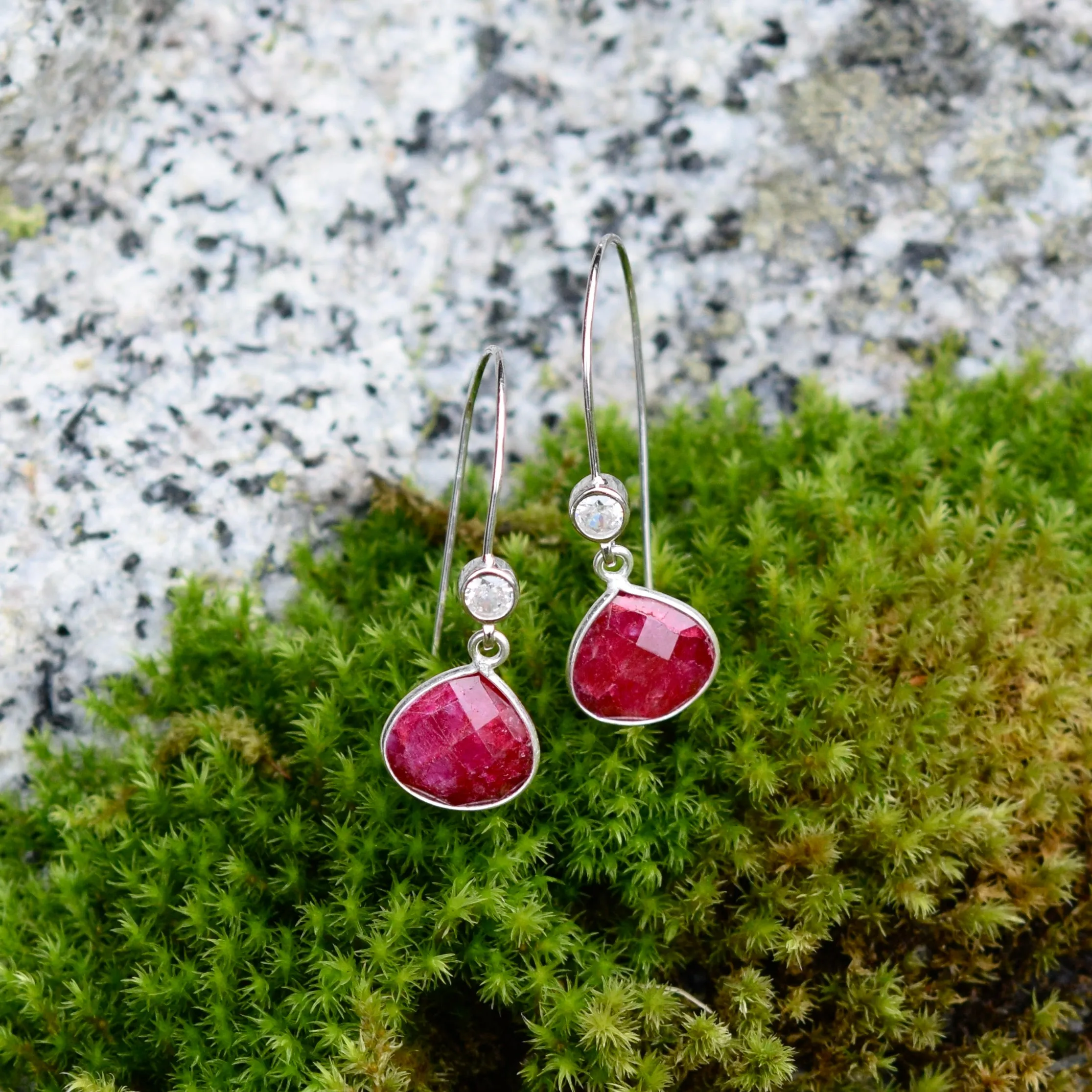 Ruby & Sterling Silver Earrings