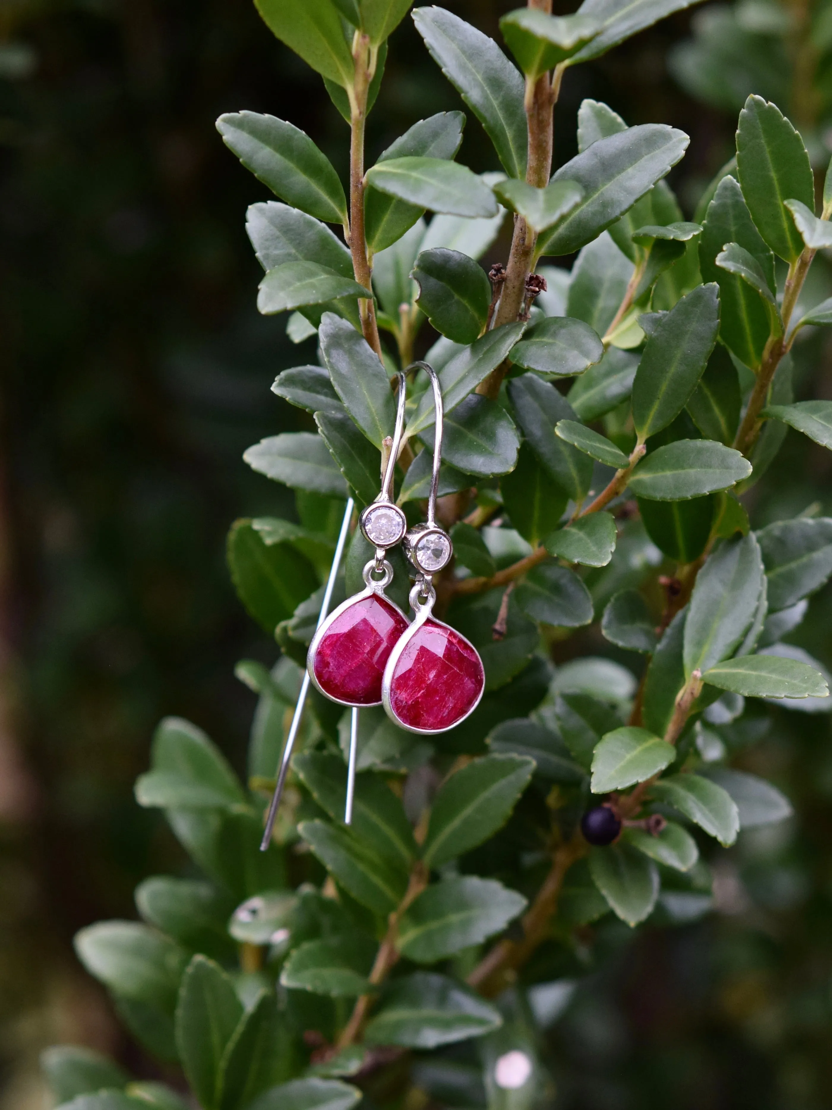 Ruby & Sterling Silver Earrings
