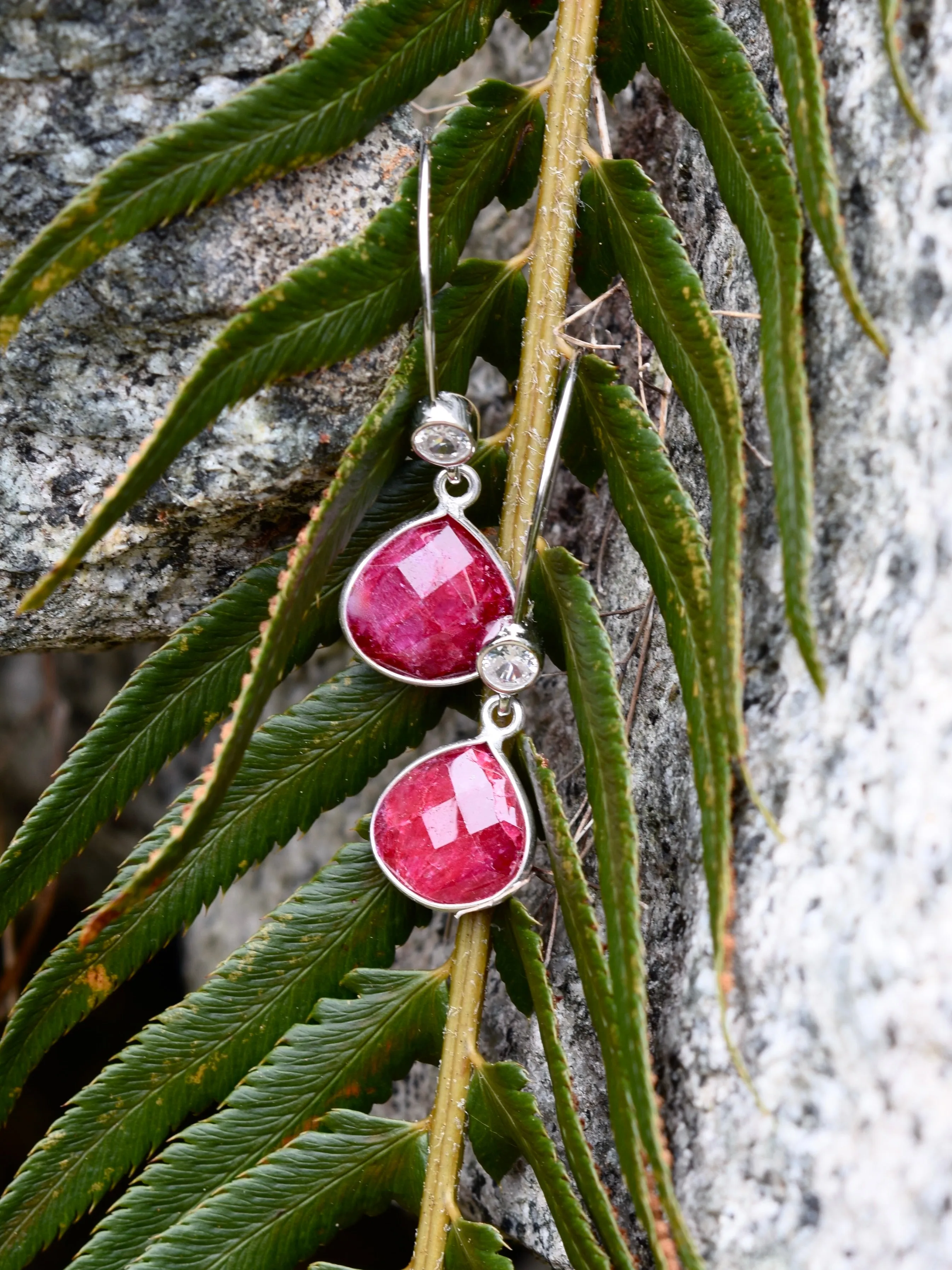 Ruby & Sterling Silver Earrings