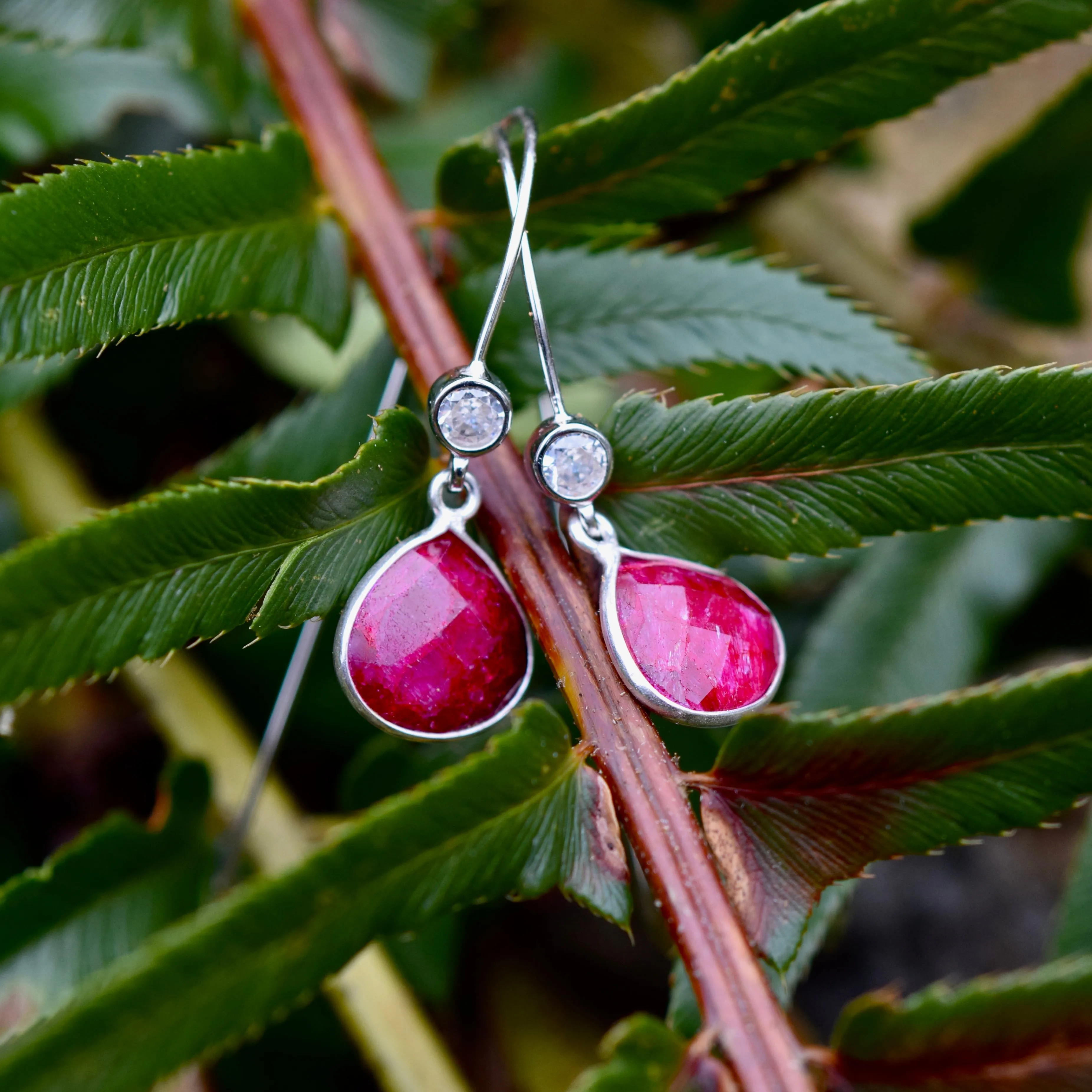 Ruby & Sterling Silver Earrings