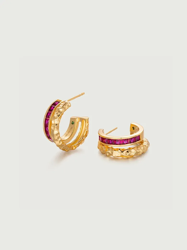 Ruby Channel Set Hoop Earrings