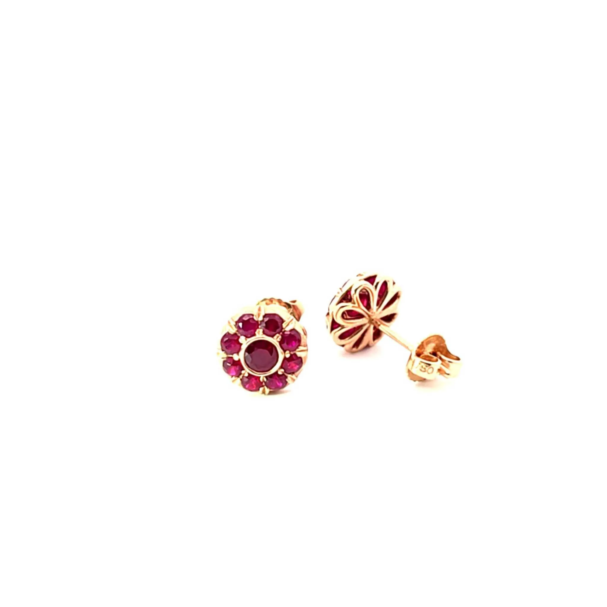 Ruby Flower Earrings