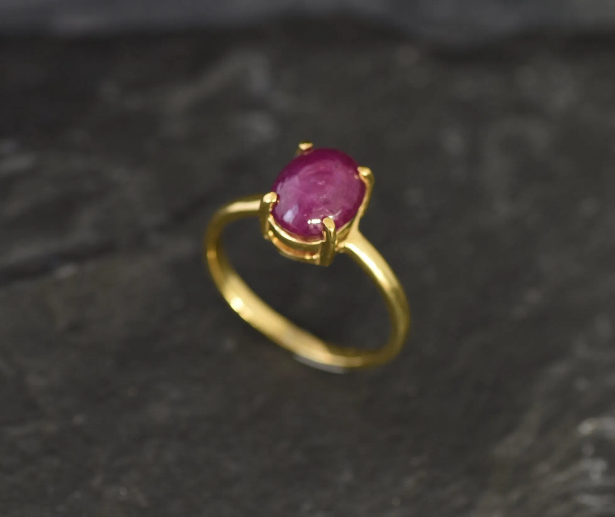 Ruby Gold Ring - Promise Ring, Solitaire Ruby Ring, July Birthstone Ring