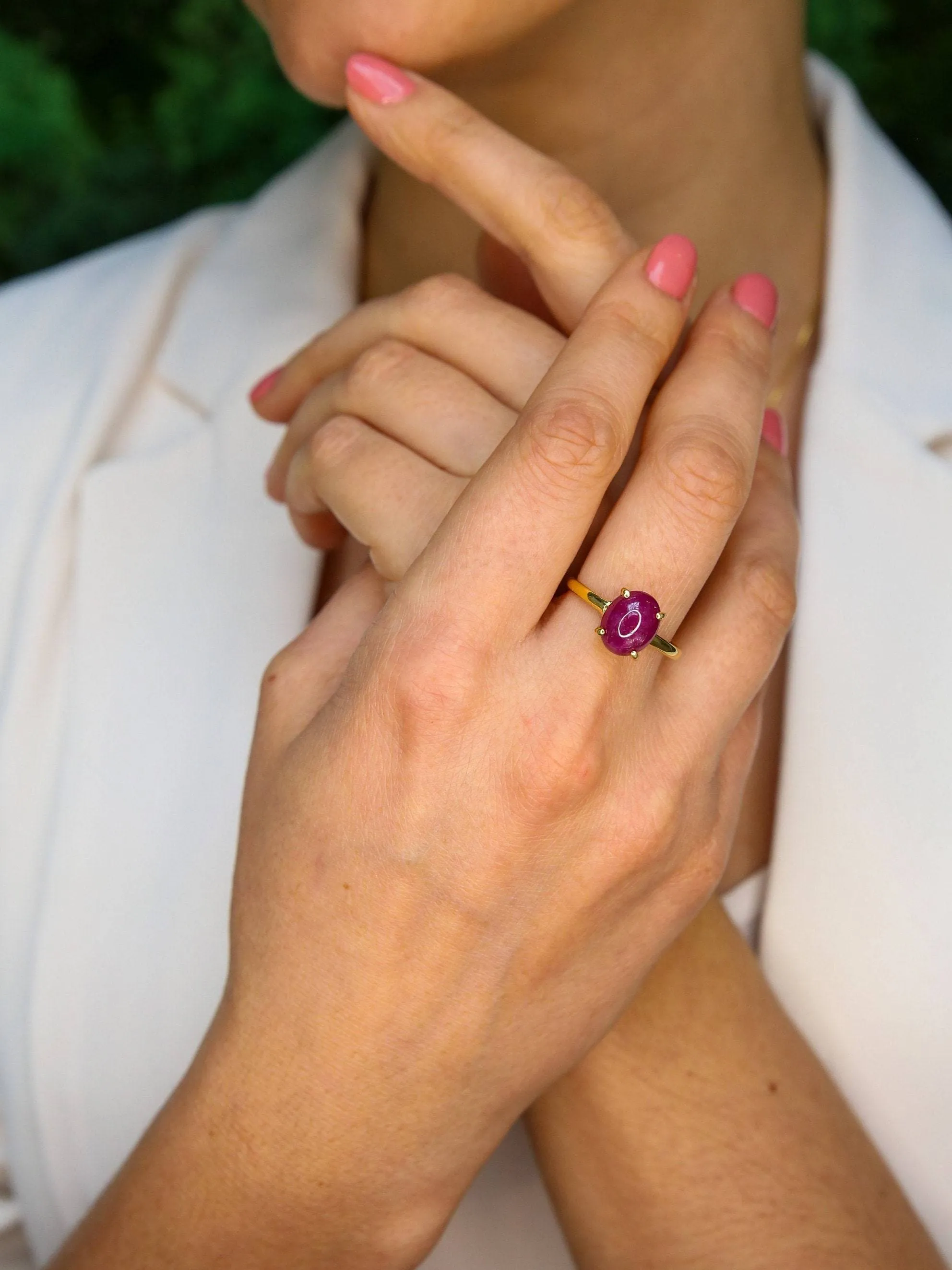 Ruby Gold Ring - Promise Ring, Solitaire Ruby Ring, July Birthstone Ring