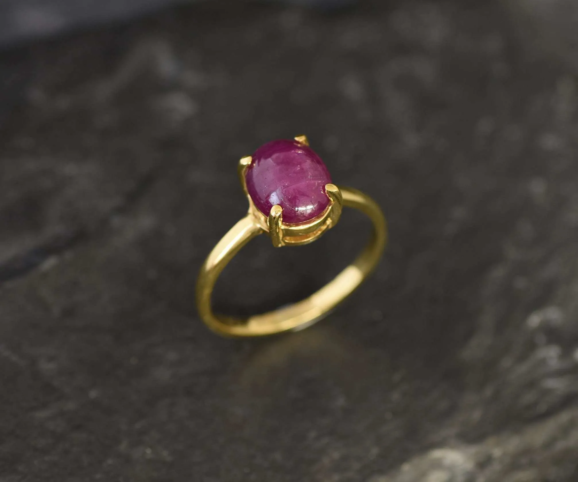 Ruby Gold Ring - Promise Ring, Solitaire Ruby Ring, July Birthstone Ring