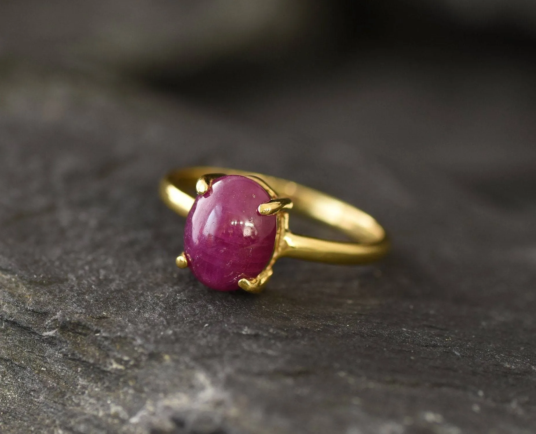 Ruby Gold Ring - Promise Ring, Solitaire Ruby Ring, July Birthstone Ring