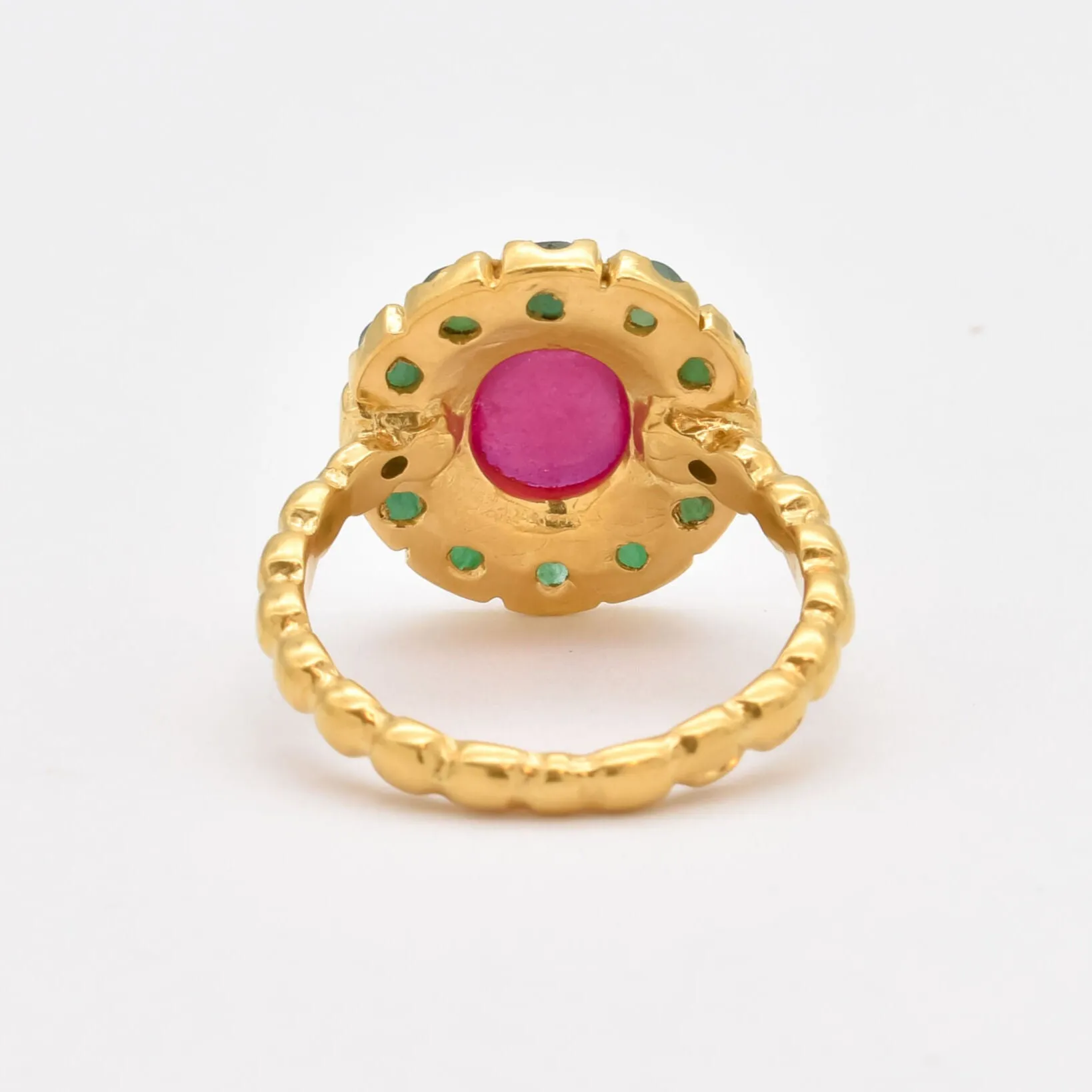 Ruby Gold Ring - Victorian Ring, Genuine Ruby Ring, Gold Bubble Band