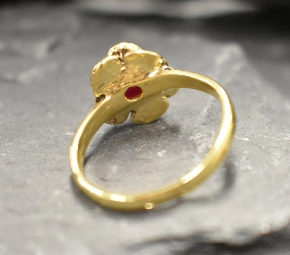 Ruby Gold Ring - Vintage Rose Ring - Flower Ruby Ring