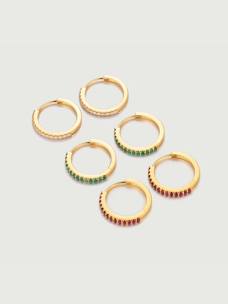 Ruby Pave Huggie Hoop Earrings