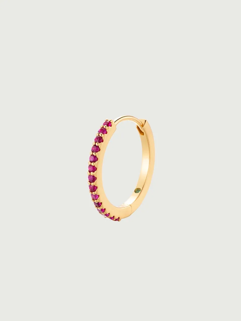 Ruby Pave Huggie Hoop Earrings