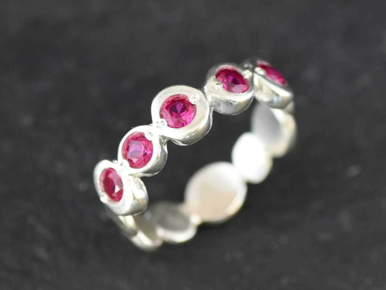 Ruby Ring - Red Bubble Band - Vintage Eternity Ring