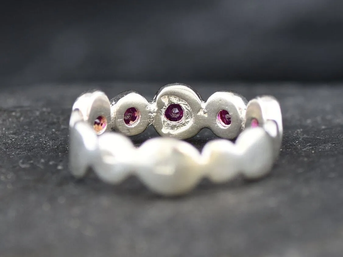 Ruby Ring - Red Bubble Band - Vintage Eternity Ring