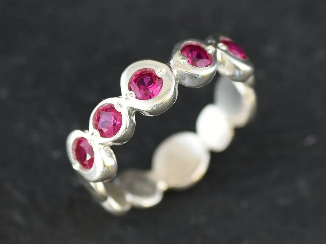 Ruby Ring - Red Bubble Band - Vintage Eternity Ring