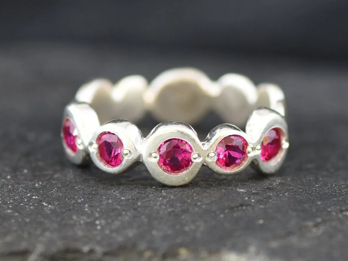 Ruby Ring - Red Bubble Band - Vintage Eternity Ring