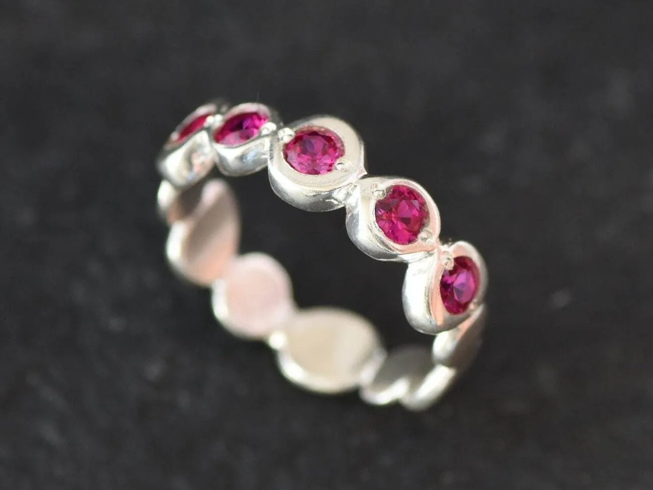 Ruby Ring - Red Bubble Band - Vintage Eternity Ring