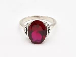 Ruby Statement Ring - Red Tribal Ring - Oval Ruby Ring