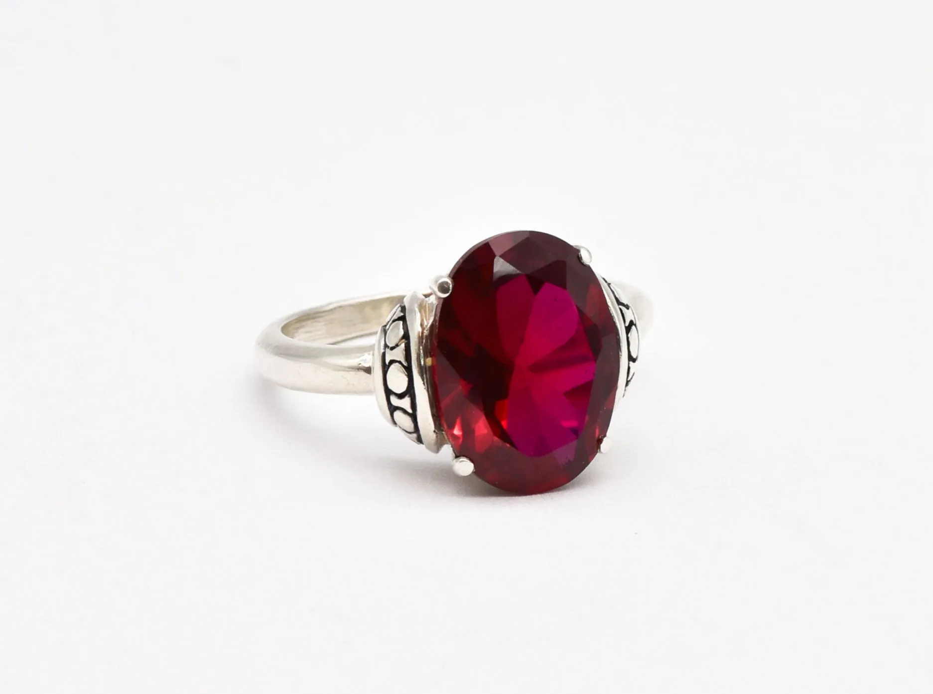 Ruby Statement Ring - Red Tribal Ring - Oval Ruby Ring