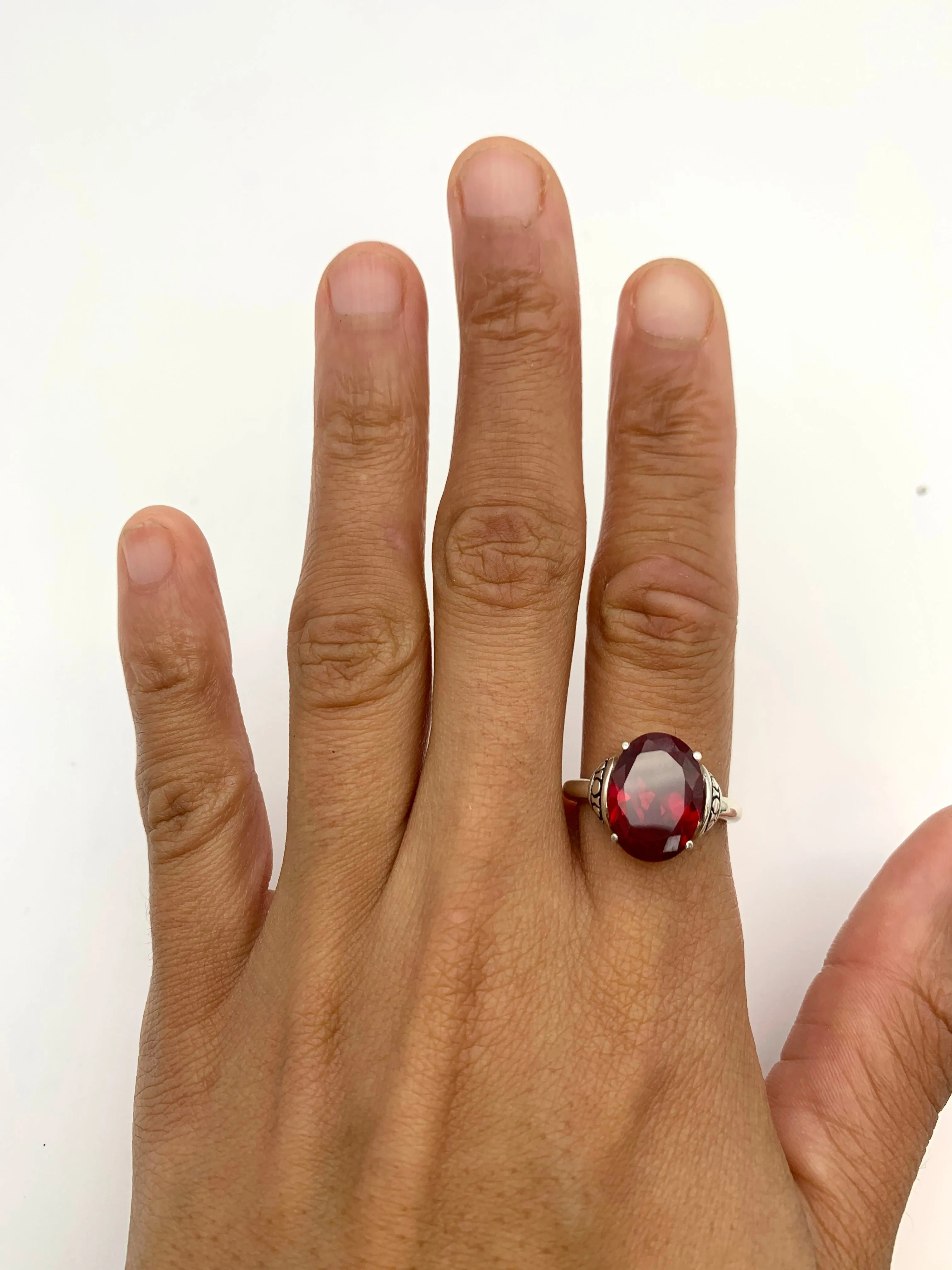 Ruby Statement Ring - Red Tribal Ring - Oval Ruby Ring