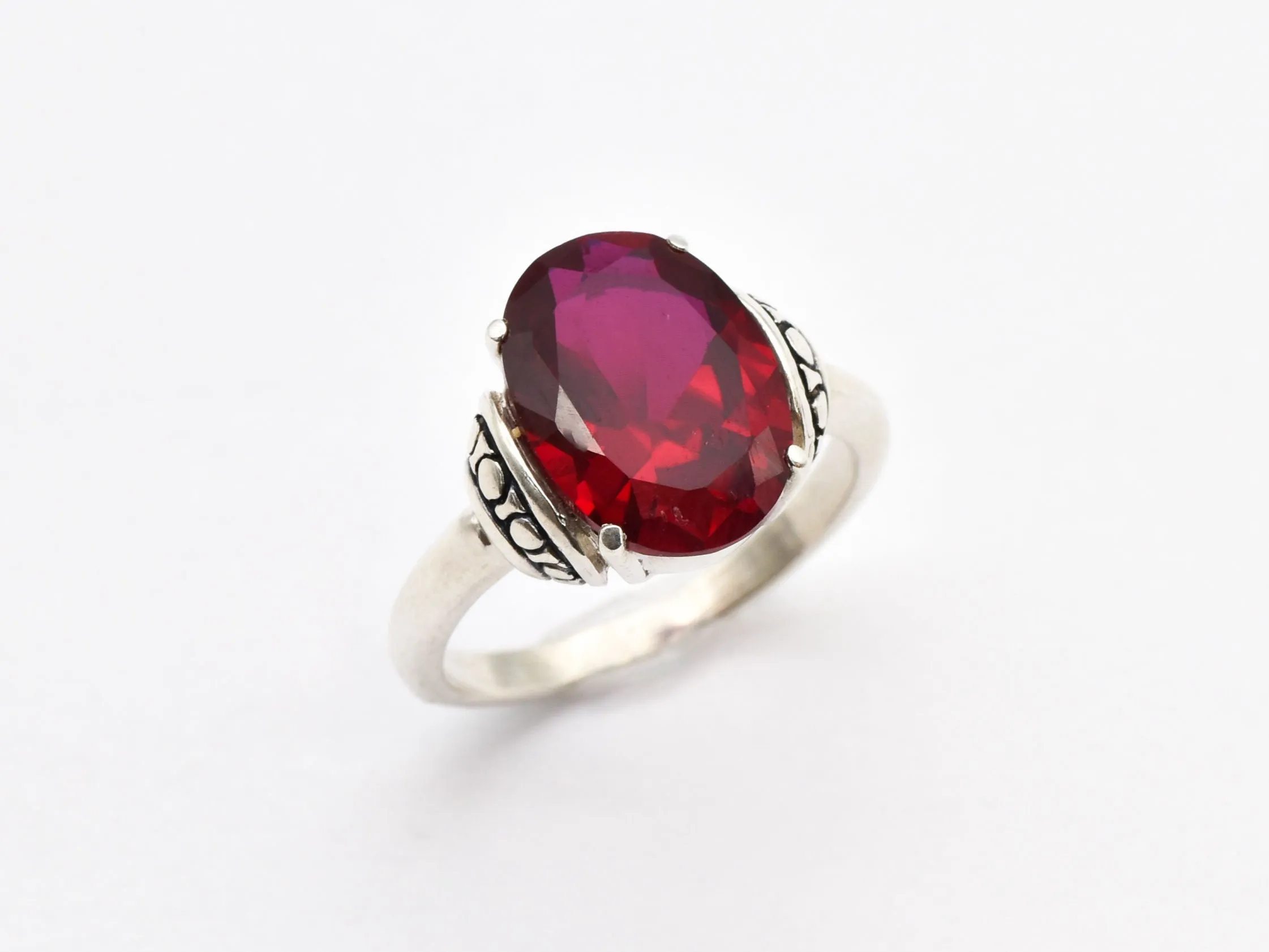 Ruby Statement Ring - Red Tribal Ring - Oval Ruby Ring