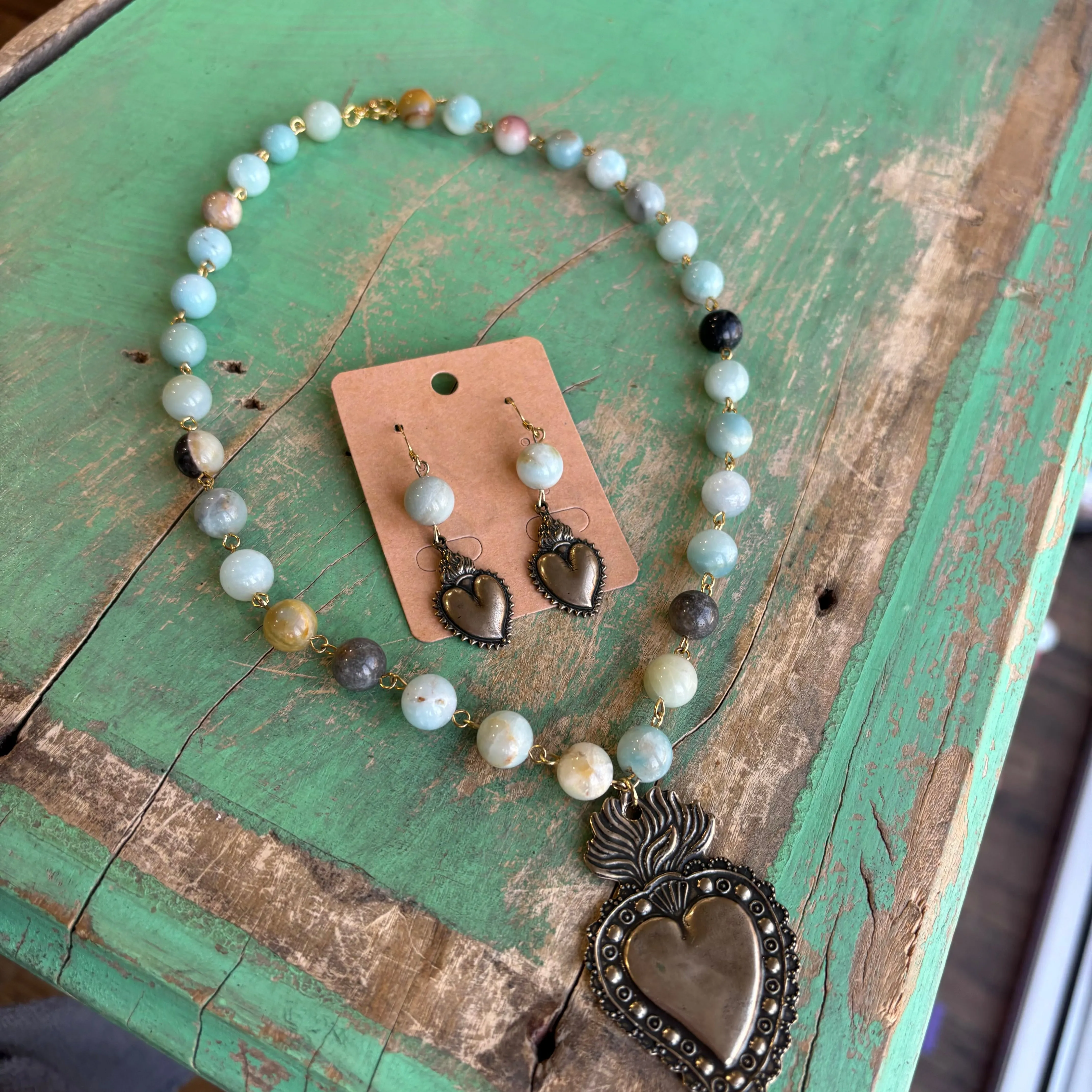 Serenity Sacred Heart Necklace or Earrings