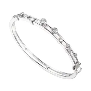 Silver fantasia bangle set with cz's