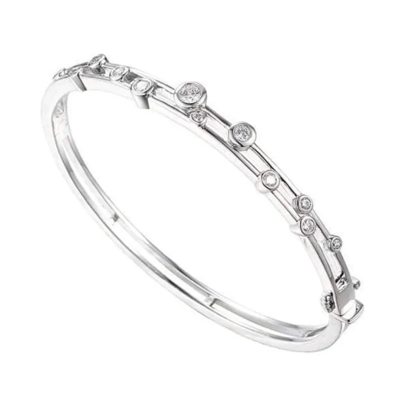 Silver fantasia bangle set with cz's