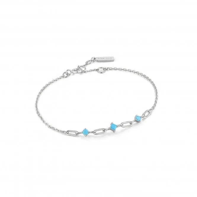 Silver Turquoise Link Bracelet B033-02H