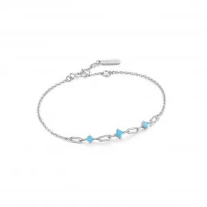 Silver Turquoise Link Bracelet B033-02H