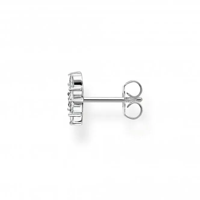 Silver Zirconia White Flower Single Ear Stud H2196-051-14