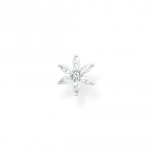 Silver Zirconia White Flower Single Ear Stud H2196-051-14