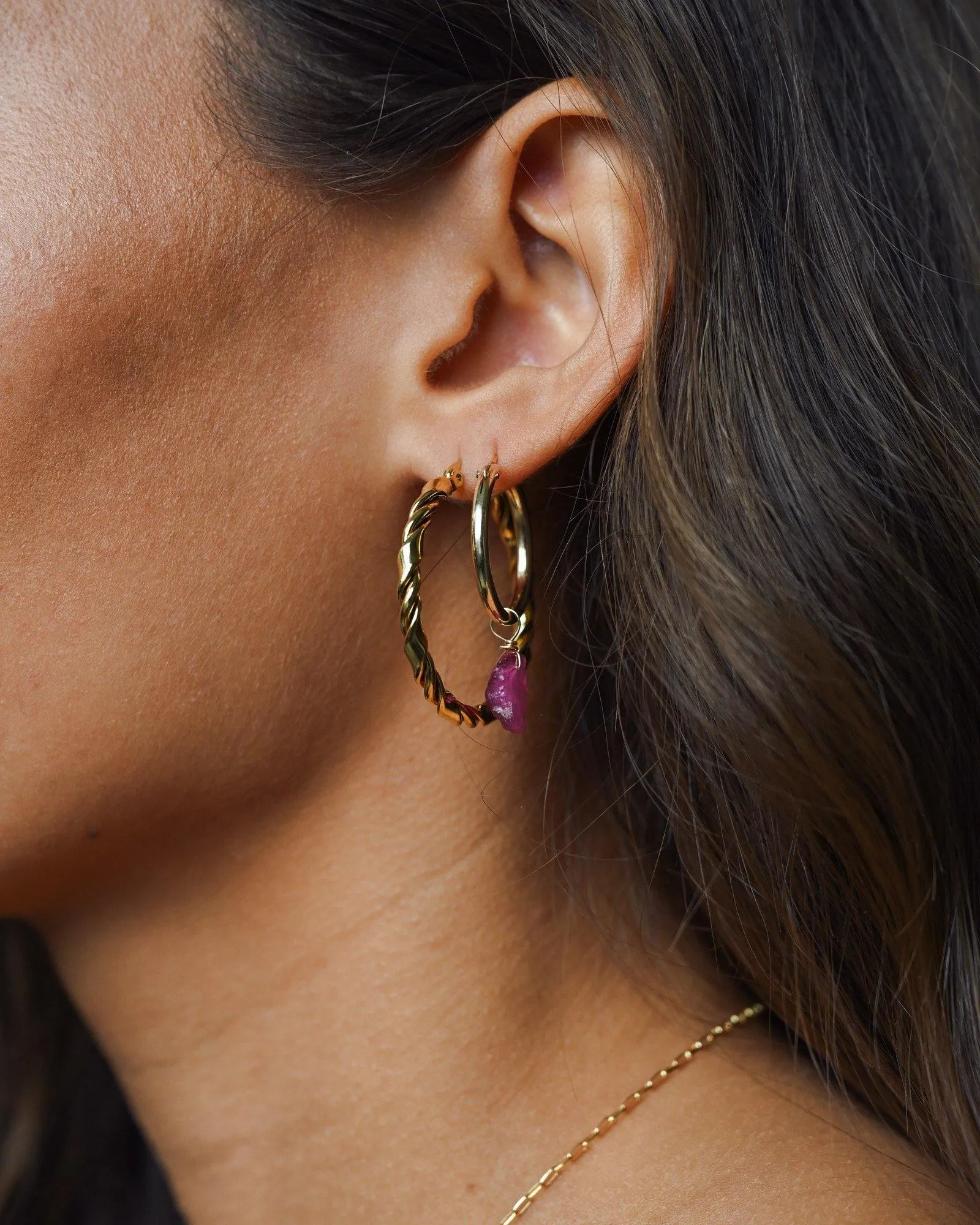Single Earring Charm July Ruby Gold Filled
