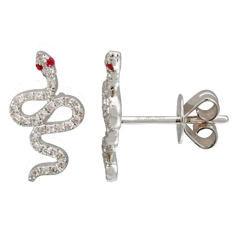 Slithering  Diamond Snake Studs