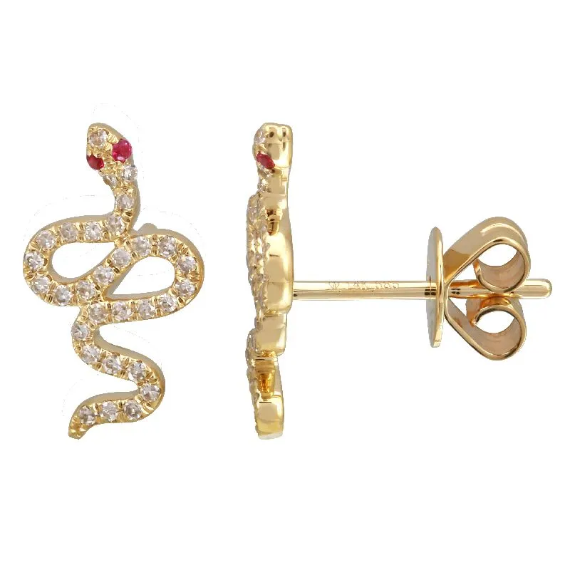 Slithering  Diamond Snake Studs