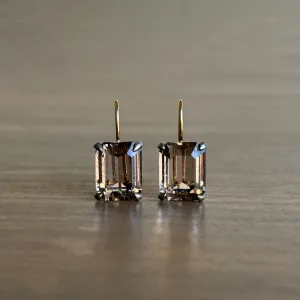 Smokey Rutilated Quartz Emerald Cut Earrings