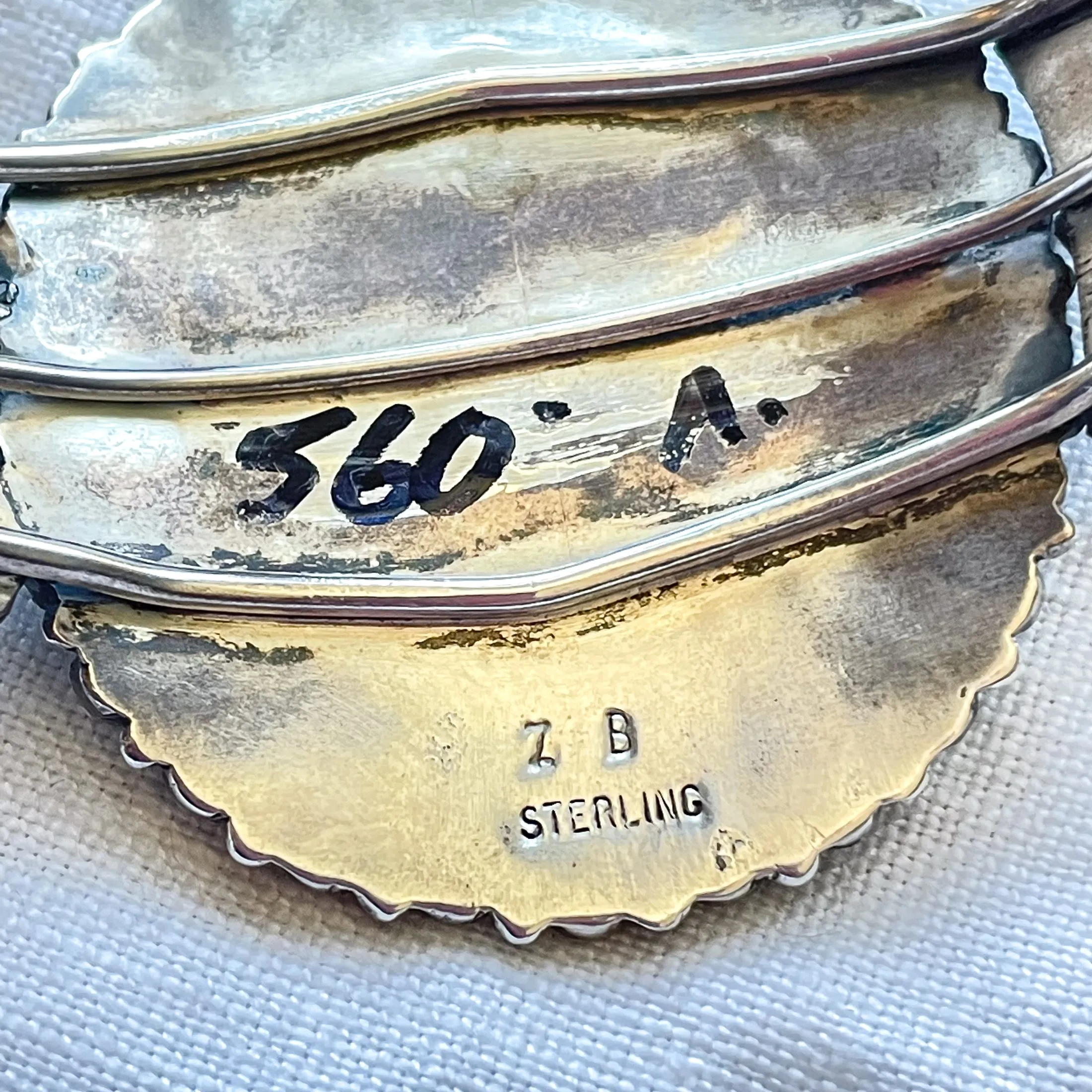 SOLD Zuni Turquoise Cluster Cuff Bracelet, Sterling Silver Signed ZB