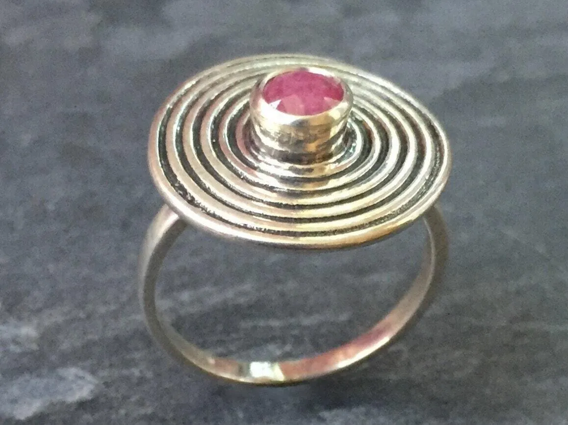 Spiral Ruby Ring - Real Ruby Ring - Large Round Ruby Ring