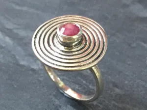 Spiral Ruby Ring - Real Ruby Ring - Large Round Ruby Ring