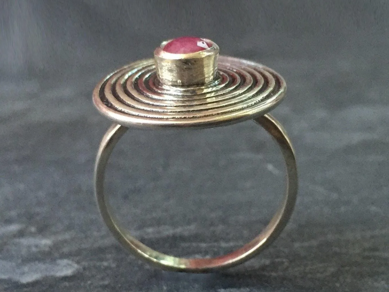 Spiral Ruby Ring - Real Ruby Ring - Large Round Ruby Ring